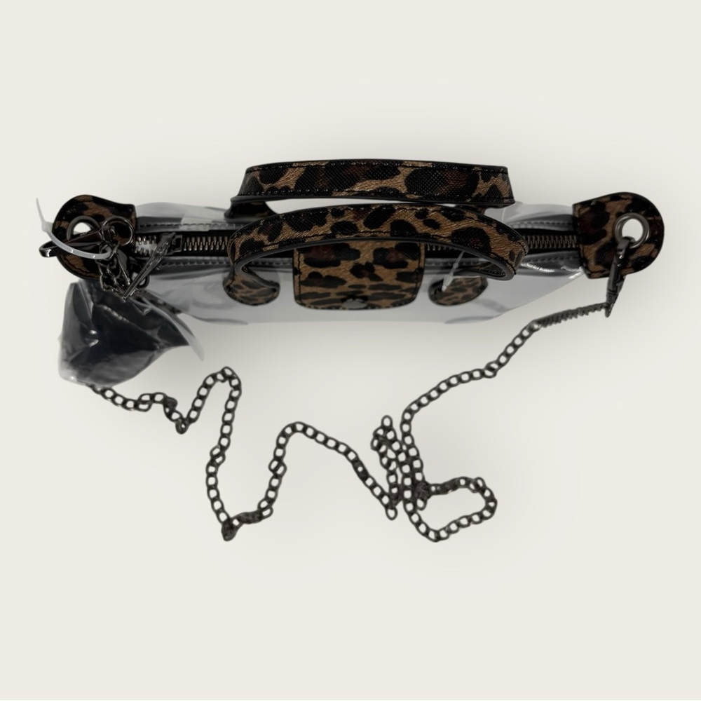 Vegan Mini Clear Leopard Print Satchel Stadium Approved Crossbody Bag NWT - Picture 4 of 7